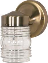 Nuvo SF77/995 - 1 Light - 6&#34; Wall - Mason Jar with Clear Glass - Antique Brass Finish